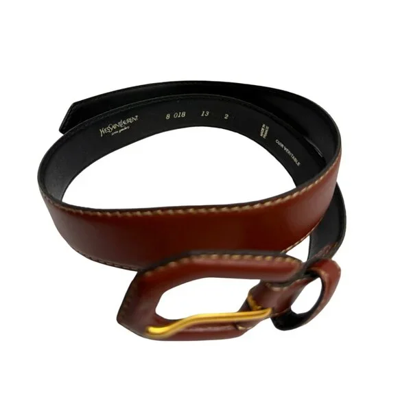 Yves Saint Laurent Brown Leather Belt